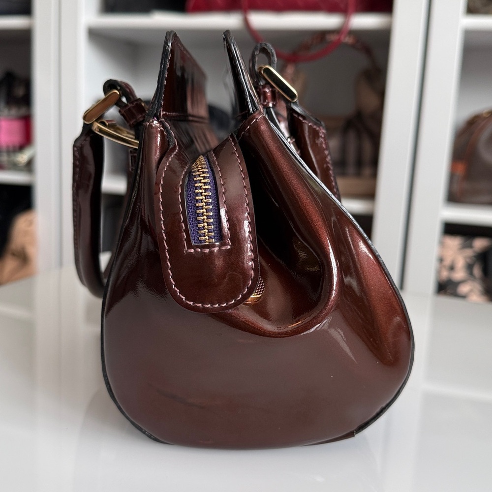 Balenciaga Monday Bowling Handbag Brown Patent Leather Satchel with COA - Picture 4 of 10